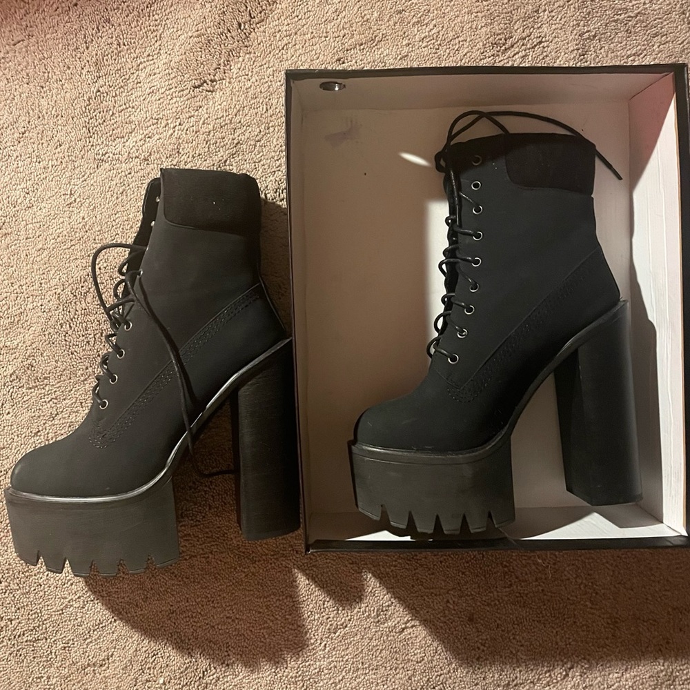 Lace up platform booties